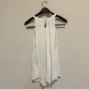 INC International Concepts Women's White Embroidered Halter Top XL Rayon Beaded